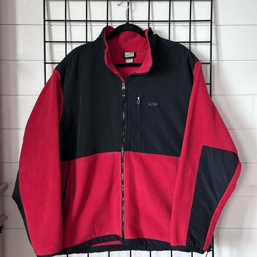 Vintage Champion Fleece Full Zip Jacket Womens XL Red Y2K‎ Outdoor Fall